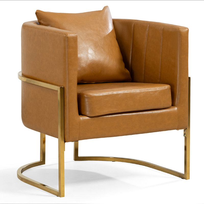 Fauteuil demi-tonneau en similicuir, Orange