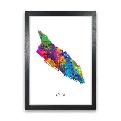 Aruba Watercolour Map by Michael Tompsett - Print