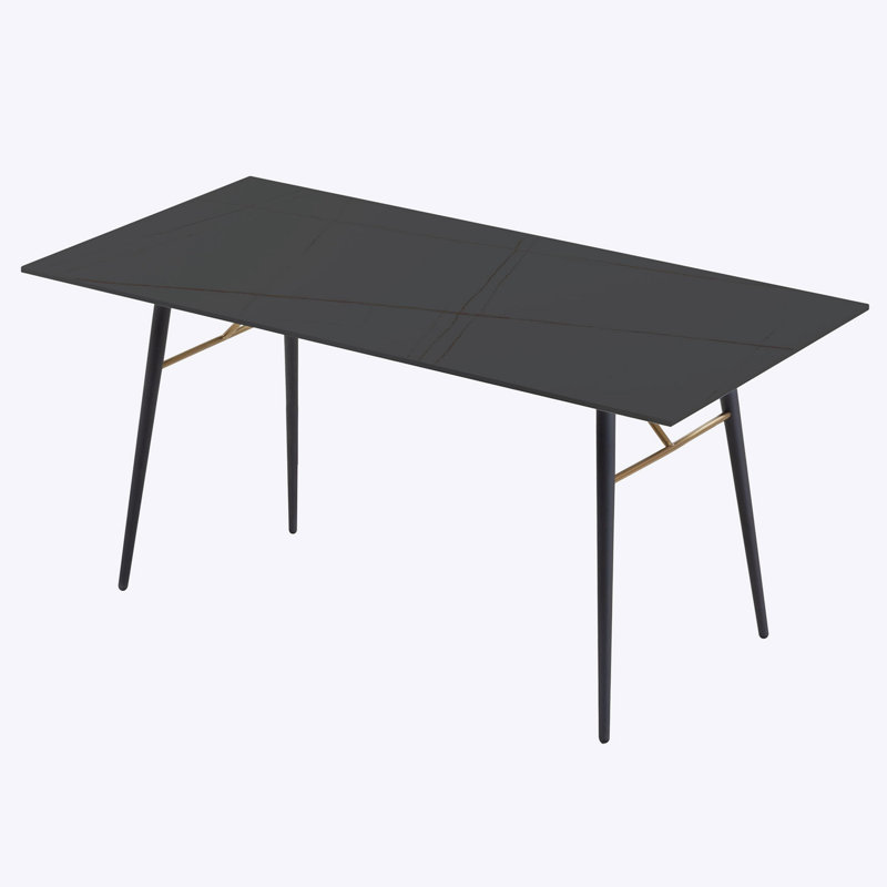 Quevon Ceramic Tile Rectangular Dining Table,dinning table,dining room table, Black, 29.3" H x 35.11" W x 70.11" L