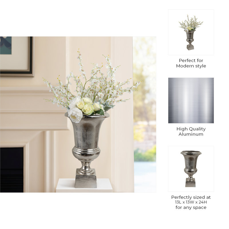 Kenosha Handmade Aluminum Floor Vase, Silver