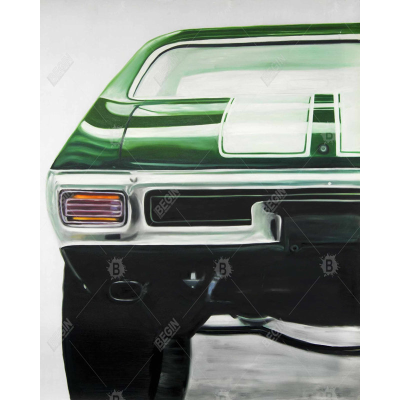 Classic Dark Green Car Print On Canvas