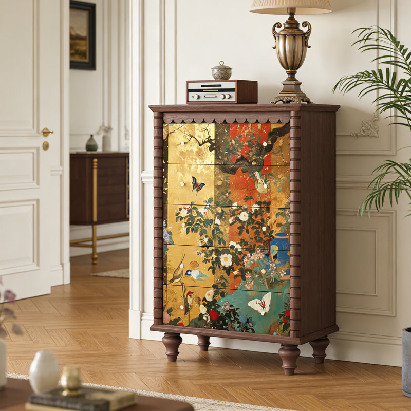 Commode d'entrée Mid-Century en bois massif, Brun