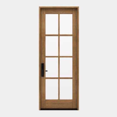 G108-SW-96 | Porte simple de 96 po, extérieur pré-monté RTA, SDL 8 Lite, bois d'acajou brut
