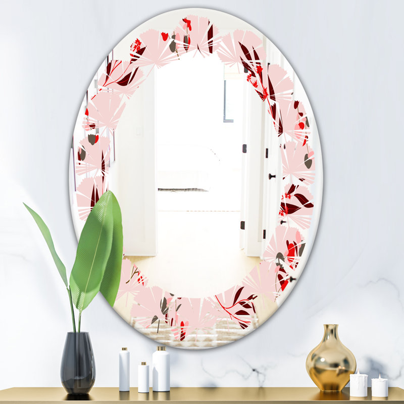 Modern Farmhouse Wall Mirror, 31.5" x 23.7" , Leaves Eucalyptus Floral Pattern II