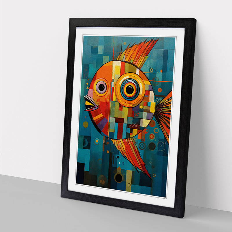 Fish Constructivism No.2 - Framed Print, Black, 64cm H x 46cm W x 2cm D