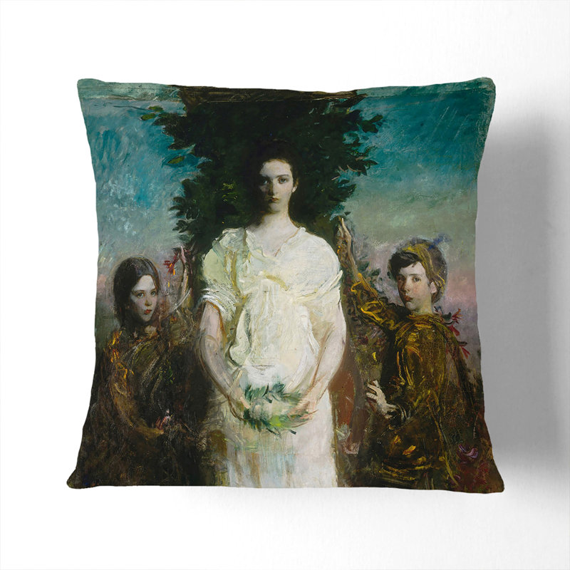 My Children By Abbott Handerson Thayer Square Throw Cushion, Black, 40cm H x 40cm W x 15cm D