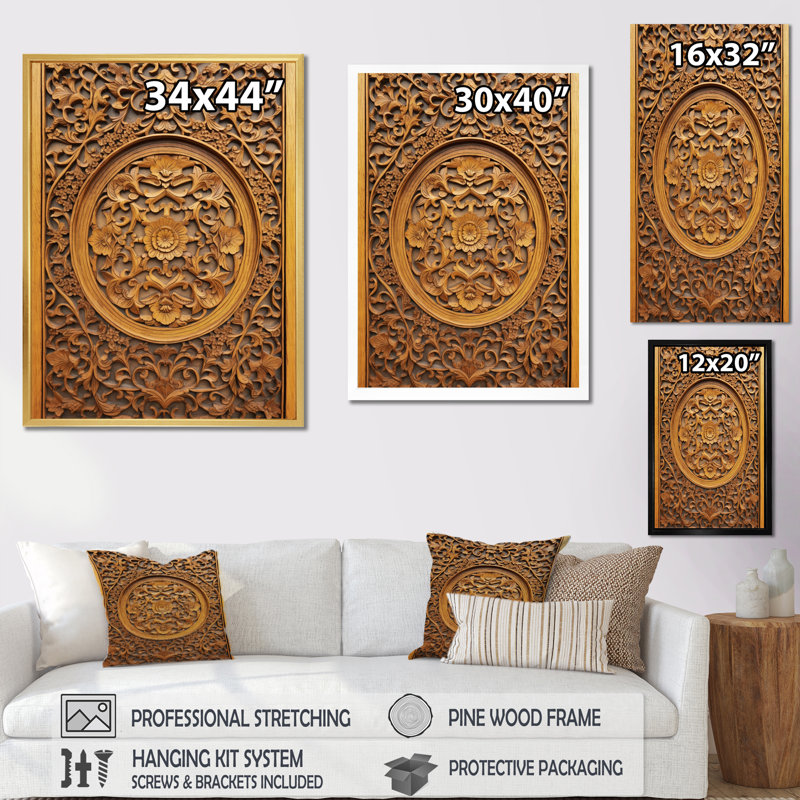 Vieille porte en bois sculpté VII, Toile tendue, H 20 po x l 12 po x P 1 po
