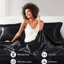 Ensemble de 7 draps de luxe en satin noir très grand divisé, froissés, doux pour la peau et les cheveux, frisottis, 1 drap plat, 2 draps-housses, 4 taies d'oreiller
