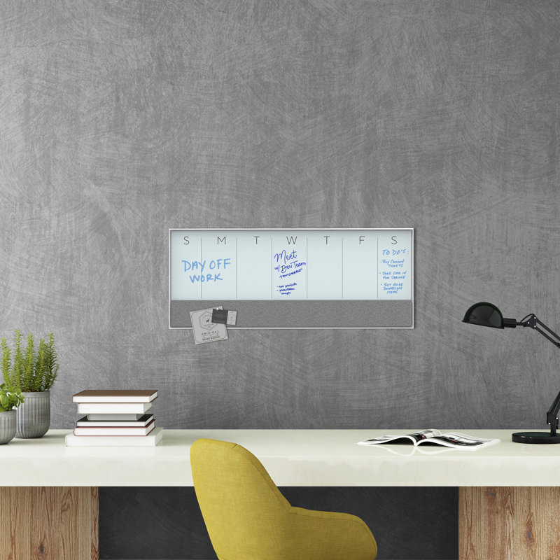 Tableau de verre à fixation murale hebdomadaire, 14,25 po x 35 po