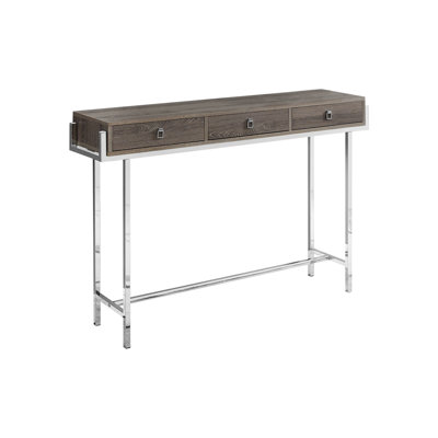 Accent Table, Console, Entryway, Narrow, Sofa, Storage Drawer, Living Room, Bedroom, Chrome Metal, Contemporary, Modern -  Latitude Run®, 8A16BB6C7B944C34A54424152BA0EE34