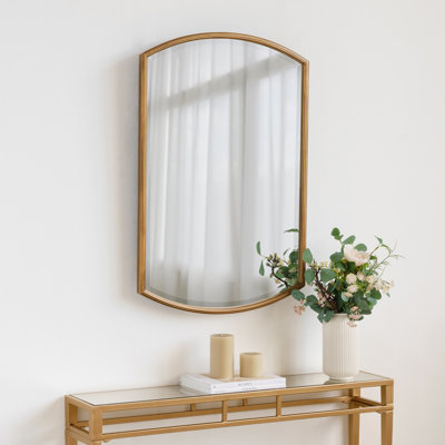 Gold arched metal wall mirror 