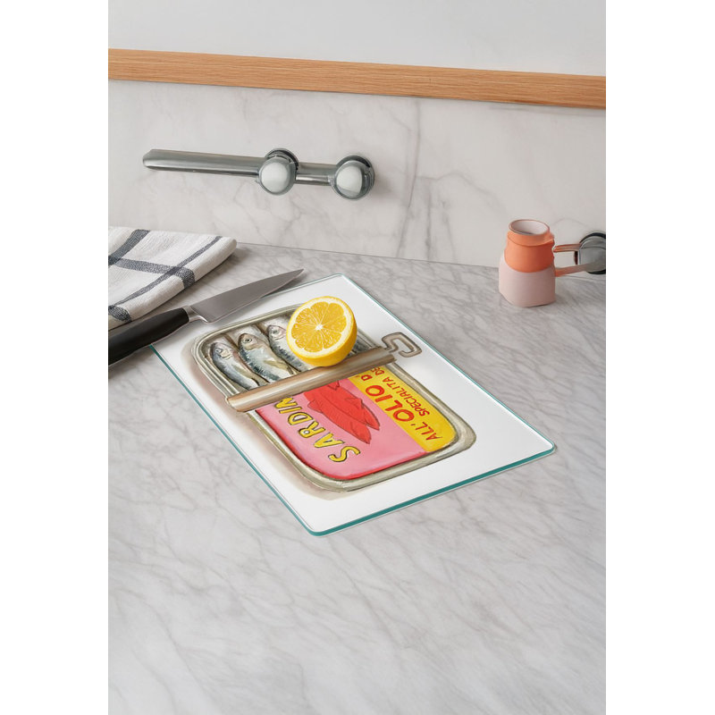 Durable Tempered Glass Cutting Board, 7.9 x 11.8 inches | 100% Antibacterial, Non-Slip Silicone Feet | Easy Clean Surface, Perfect for Food Prep & Kitchen Use, Not Dishwasher, Microwave, or Oven Safe