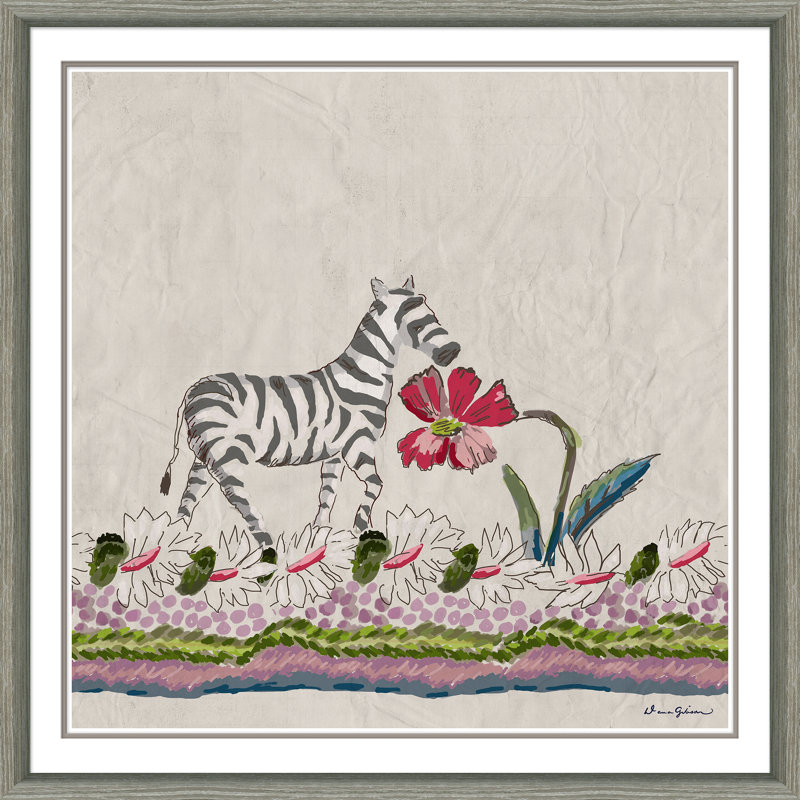 «Botany with Zebra» par Dana Gibson - peinture encadrée
