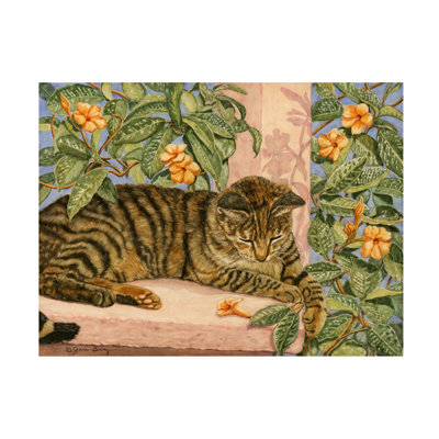 Wrapped Canvas Wall Art - Jan Benz 'Caribbean Cat' Wall Art for Living Room, Bedroom, or Office Décor - 14x19