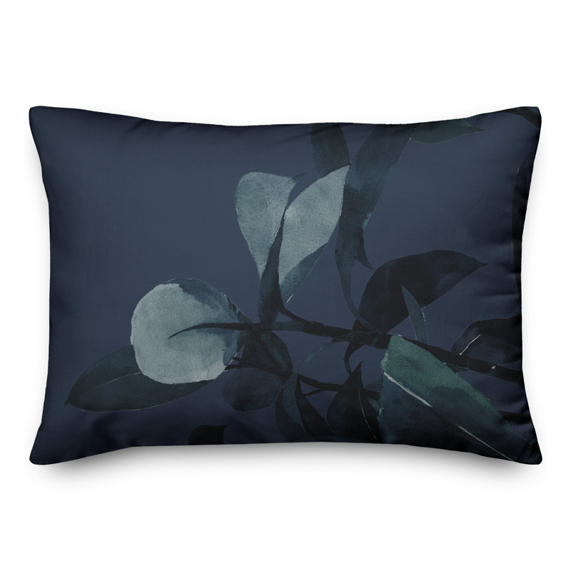 Floral Outdoor Reversible Throw Pillow, Navy