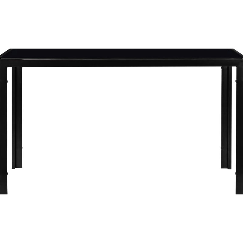 Mobilier de salle à manger avec cadre en métal noir - plateau de table en verre, pouvant accueillir 4