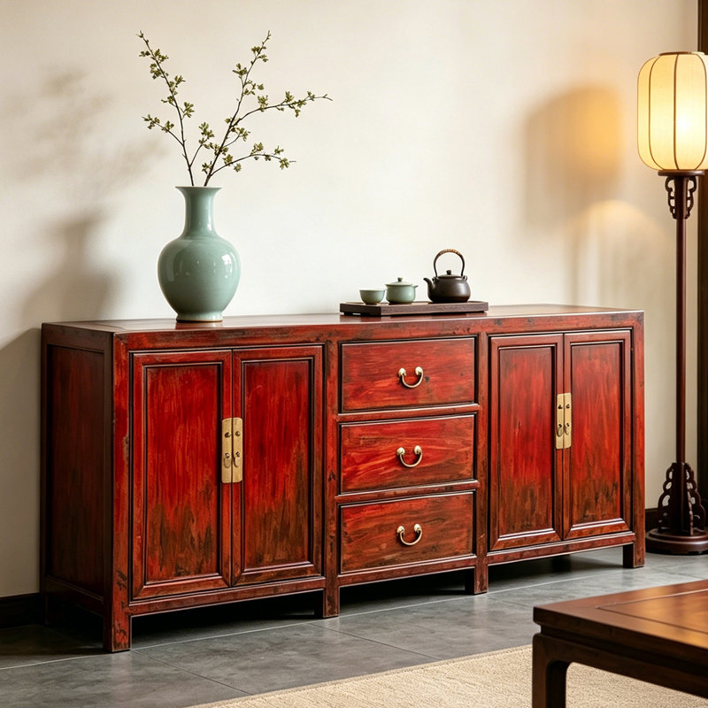 Nouvelle armoire console de style chinois, Red, Red, Red