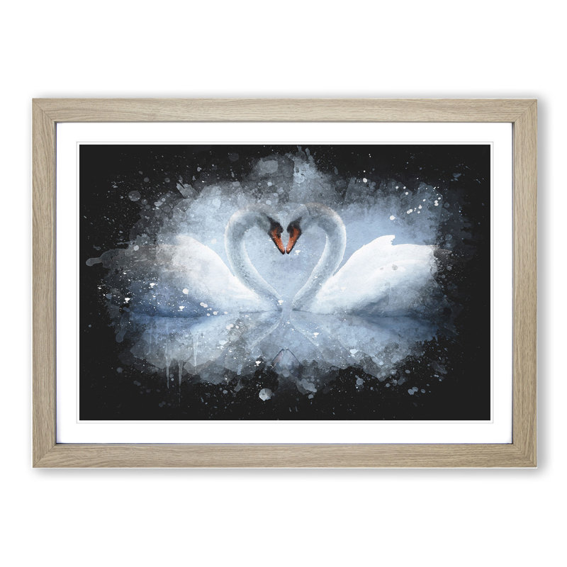 White Swan Vol.3 - Picture Frame Graphic Art, 65cm H x 90cm W x 2cm D, Oak Framed