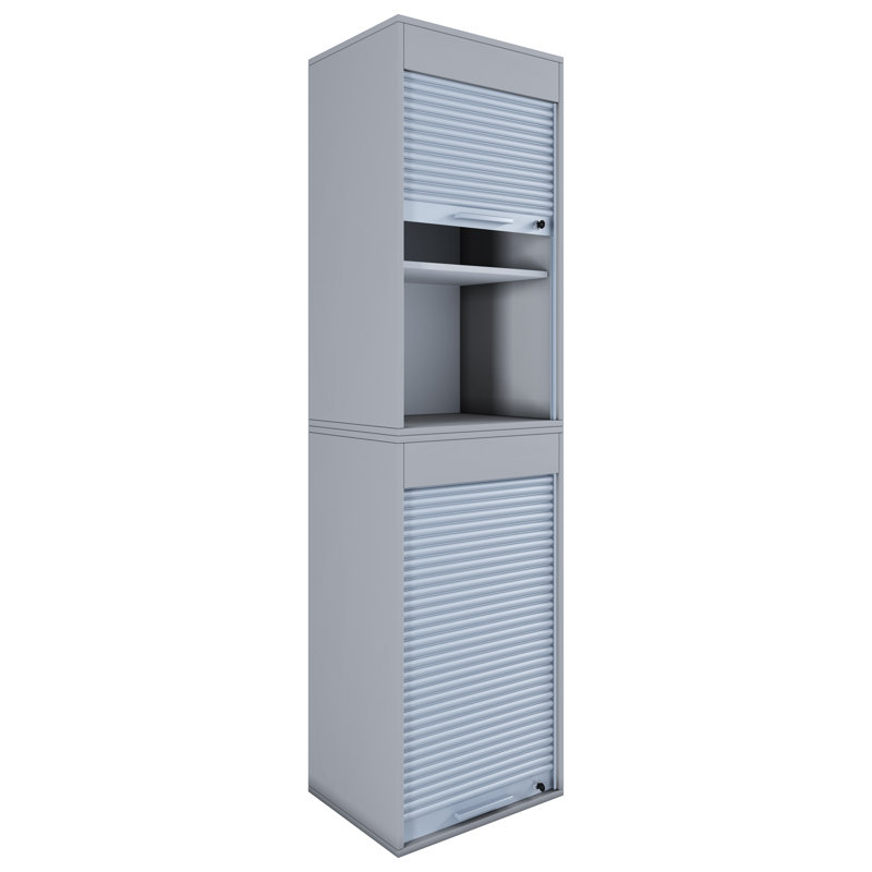 Anihya Storage Cabinet, Grey/Brown/Blue