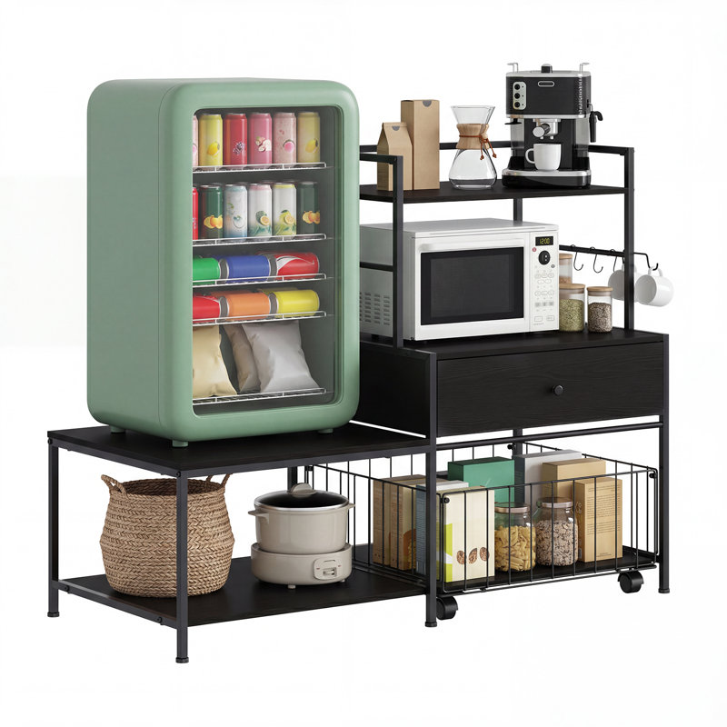 114 cm W Iron Shelving Unit, Black