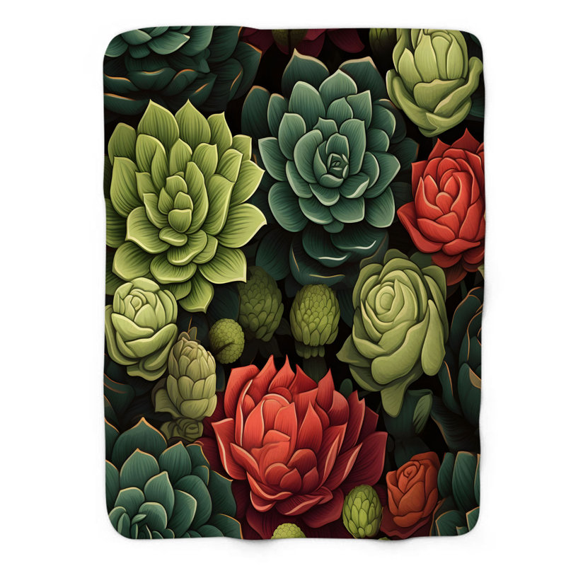Vibrant Succulents - couverture de qualité supérieure 1 pièce, Grand lit