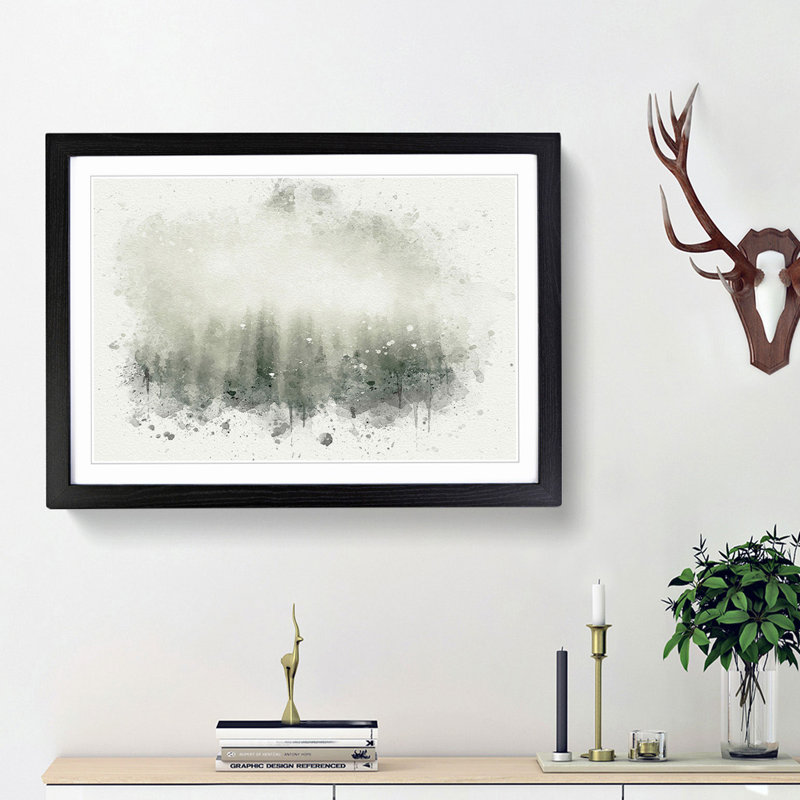 Moody Forest in Misurina Italy - Picture Frame Graphic Art Print, 62cm H x 87cm W x 2cm D, Black Framed