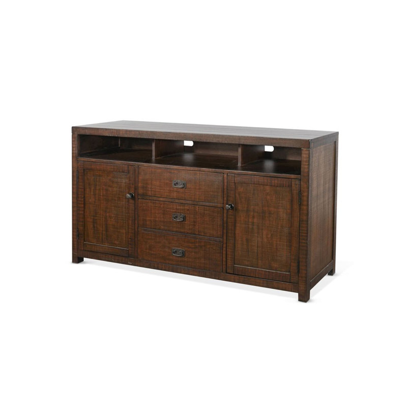 Meuble télé Raven, bois d'acajou brun, 66 po, Marron foncé