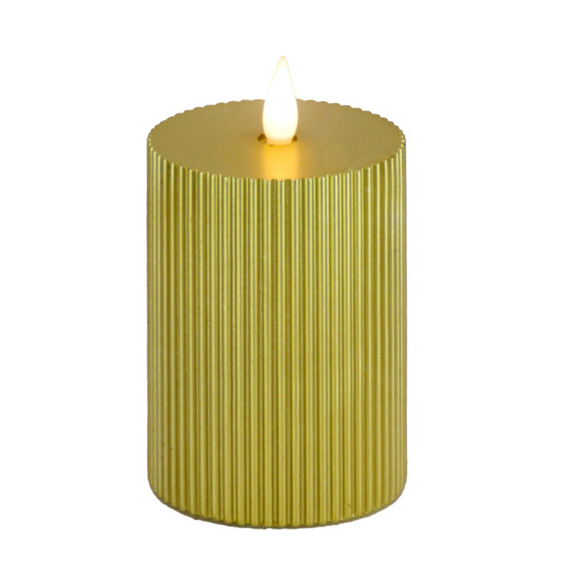 Bougie sans flamme à pilier Georgetown, H 10 po x l 4 po x P 4 po, Or