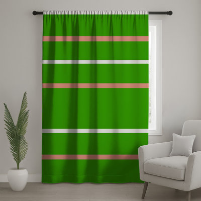 Rideaux vert et rose à rayures, voilages et voilages à rayures - 1 panneau
