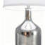Lampe de table moderne en argent avec abat-jour en tissu blanc, lampe de chevet à base de verre