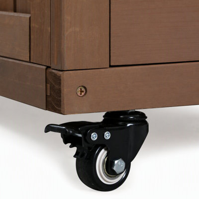 Outdoor Solid Wood Extendable Kitchen Island, Stainless Steel Top Grill Table, Side Spice Rack, Drawers