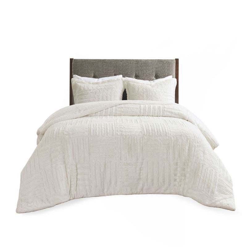 Twin Fur Down Alternative Comforter Mini Set, Twin Comforter + 1 Sham, Ivory