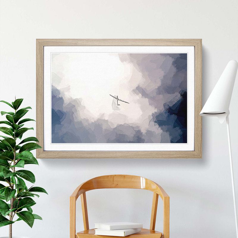 Air Glider in the Clouds in Abstract - Picture Frame Graphic Art Print, 62cm H x 87cm W x 2cm D, Oak Framed