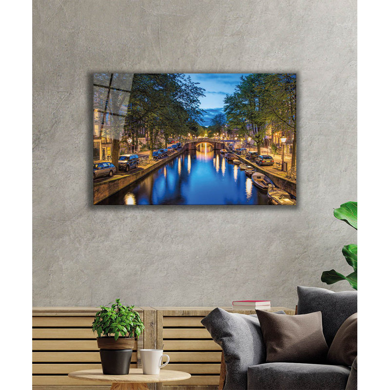 Peinture élégante en verre trempé décoratif, 27,6 po x 43,3 po | 100% verre trempé, épaisseur: 0,16 pouce | Superbe décoration intérieure pour le salon, le bureau ou la galerie | Pièce d'art unique, durable et élégante
