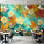 Papier peint adhésif pelez et collez, feuilles d'automne flottant, tourbillonnant des eaux, fleurs délicates, art mural auto-adhésif et amovible-130461674