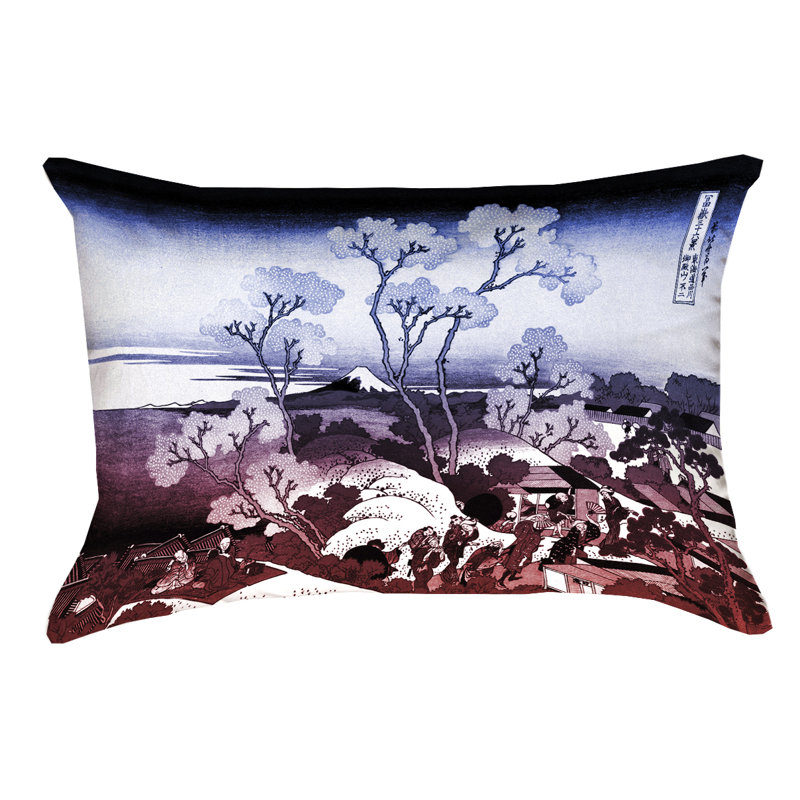 Coussin Katsushika Hokusai, 10 po x 14 po, Bleu / Rouge