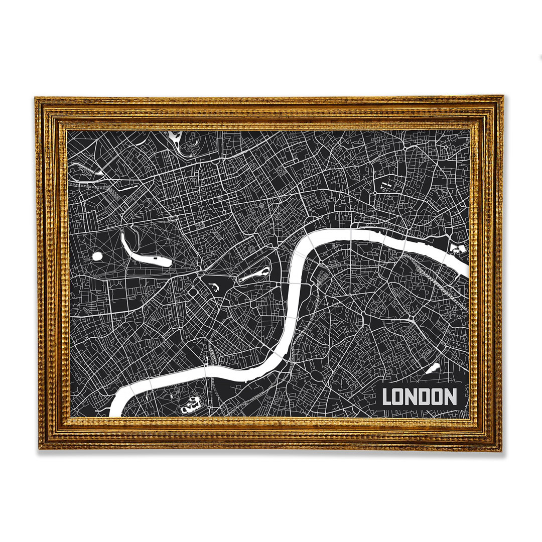 Die Karte von London Thames 3 - Einzelne Bilderrahmen Kunstdrucke