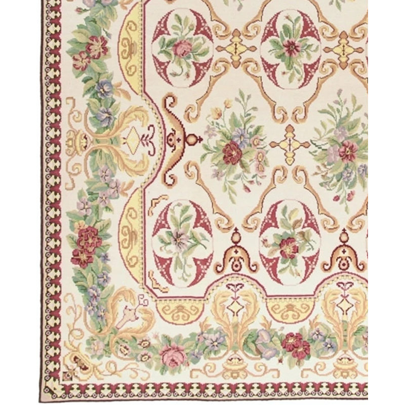 Wool Floral Area Rug, Rectangle 9'11" X 13'10"