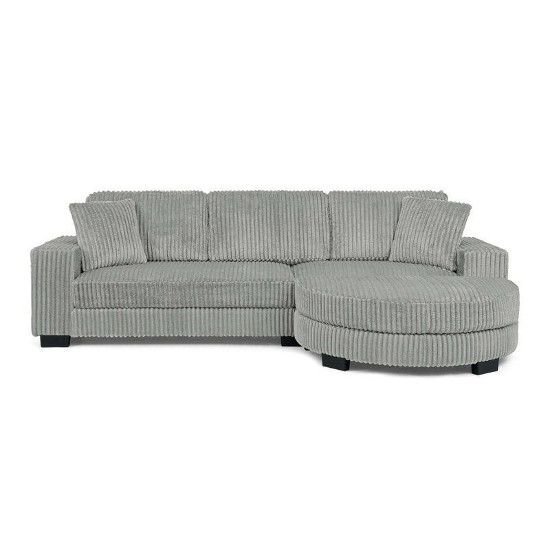 Canapé-lit modulaire rembourré en velours Corduroy, Velours côtelé gris
