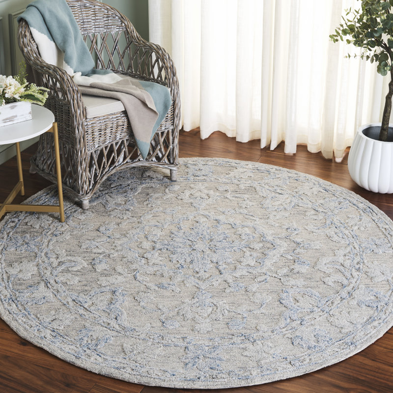 Marquee 505 Hand Tufted Wool/Cotton Oriental Rug in Gray/Blue, Round 6'
