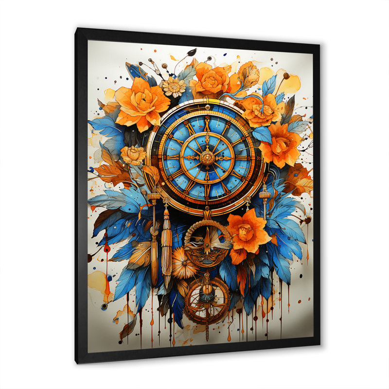 Rainbow Boho Dreamcatcher Watercolor I, reproduction d'art sur toile, H 32 po x l 24 po x P 1 po, Cadre simple noir