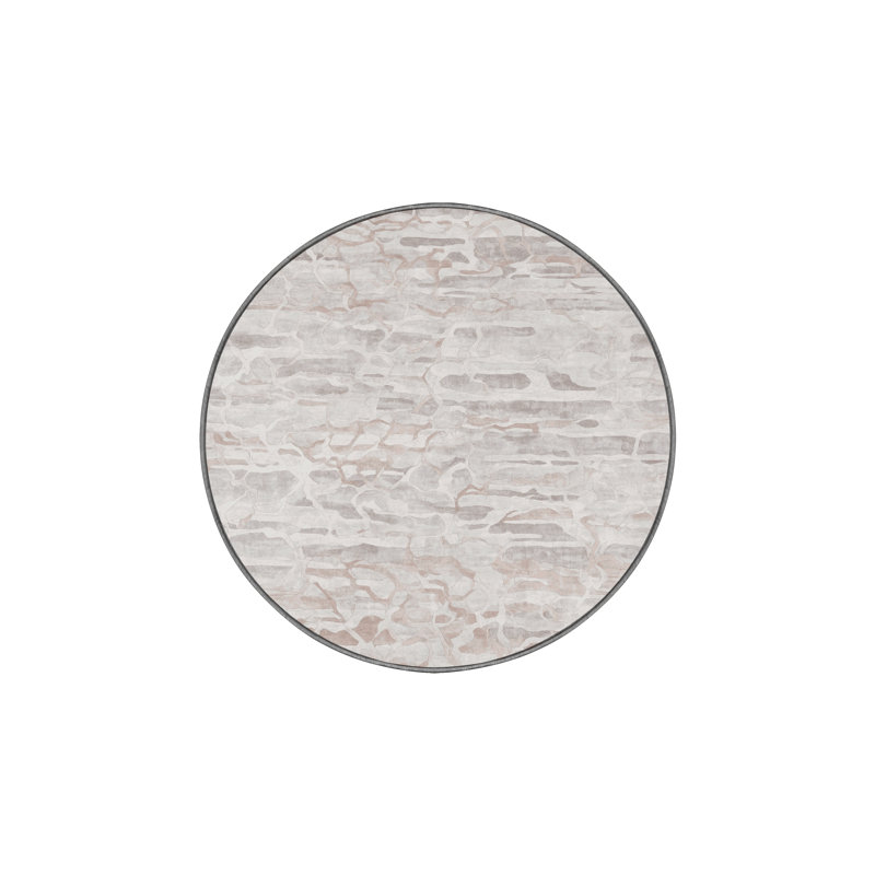 Machine Washable Gray Area Rug, Round 3'