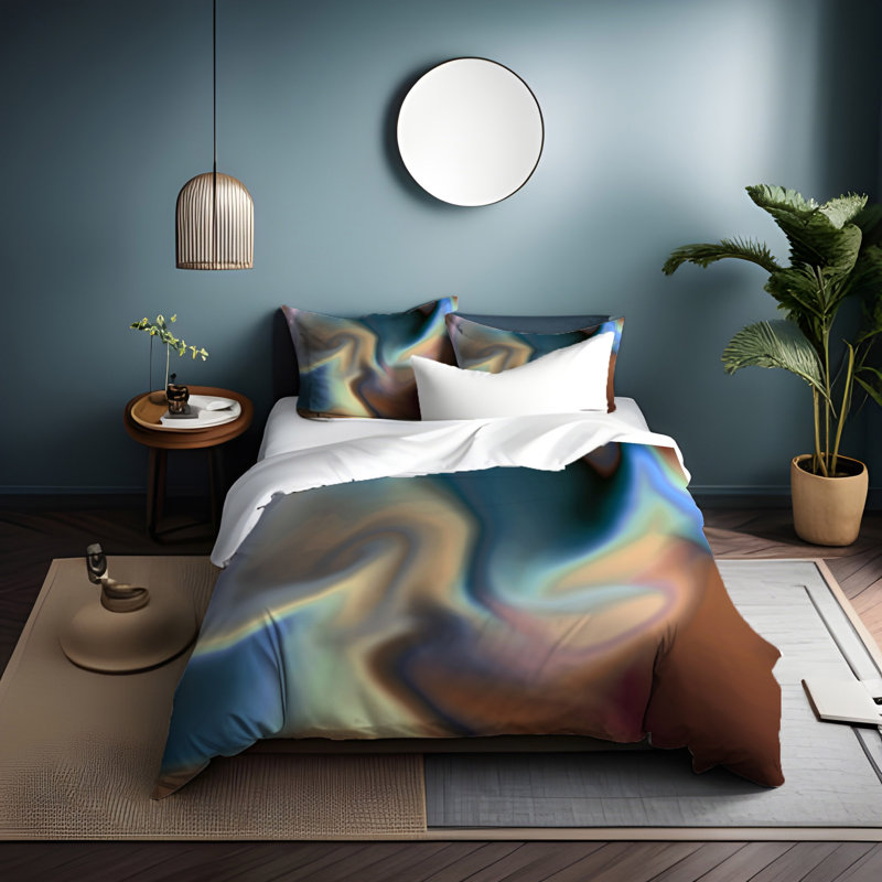 Polyester Abstract Duvet Cover, King Duvet Cover + 2 King Shams