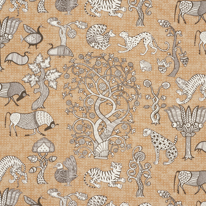 Tissu Animalia, Carbone / terre de sienne