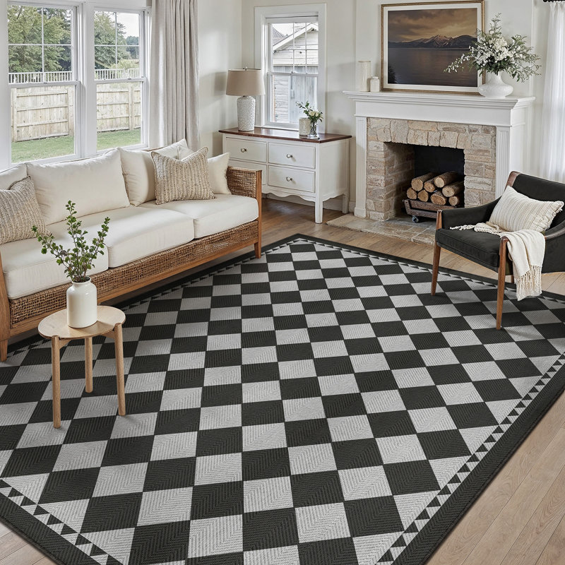  Tapis intérieur / extérieur Geovia, Black/Grey, Rectangle 9' x 12'