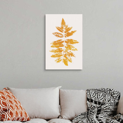 Feuille de chêne, reproduction d'art sur toile jaune