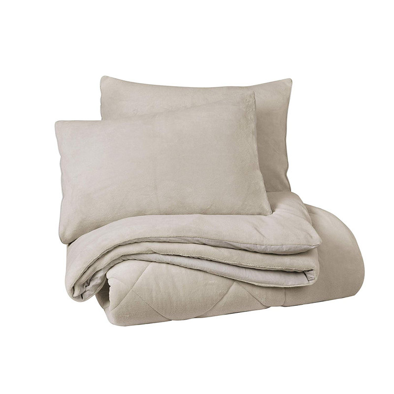  Ensemble d'édredon réversible en molleton Coral, Édredon double / grand + 2 taies décoratives sta, Gruau