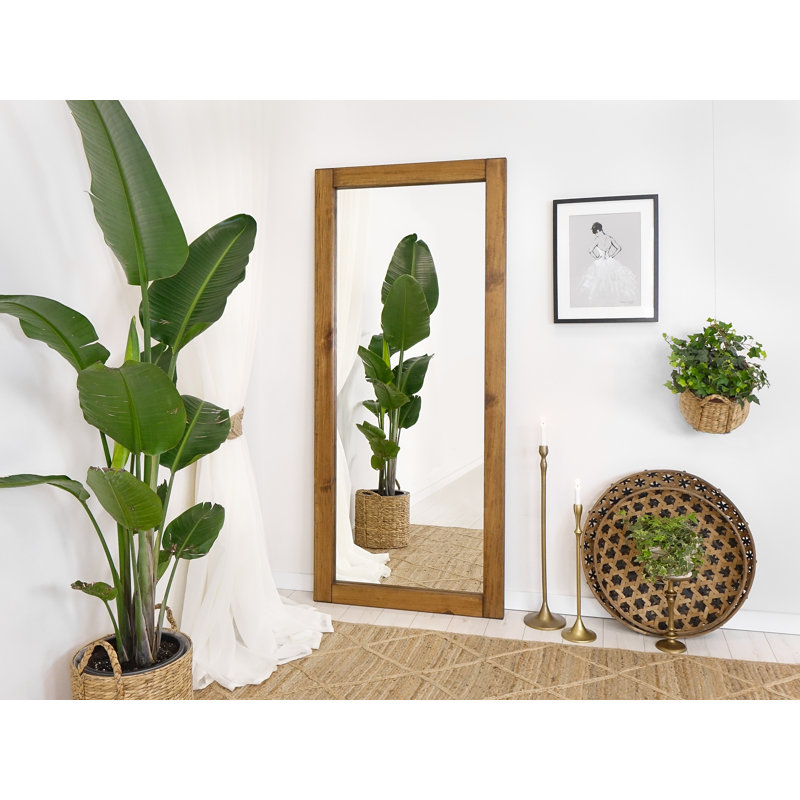 Broussard Wood Flat Mirror, 200cm H x 88cm W x 4cm D