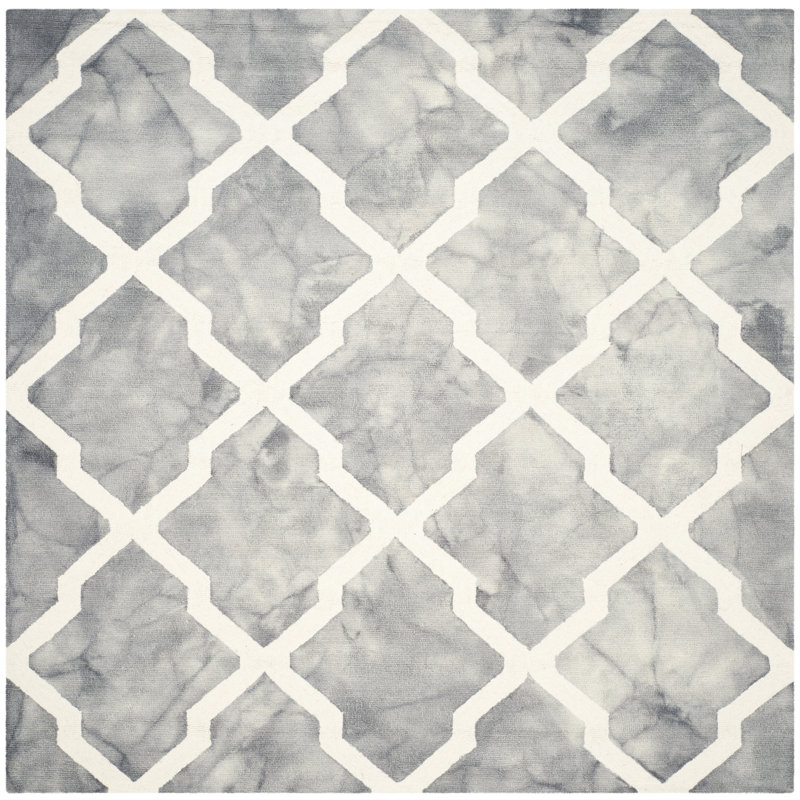 Desantiago Hand Tufted Wool Geometric Rug, Square 7'