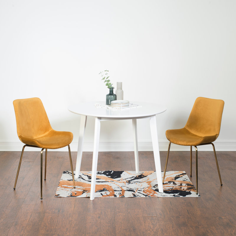Ensemble de salle à manger contemporain, table ronde avec 4 chaises, 3, Orange